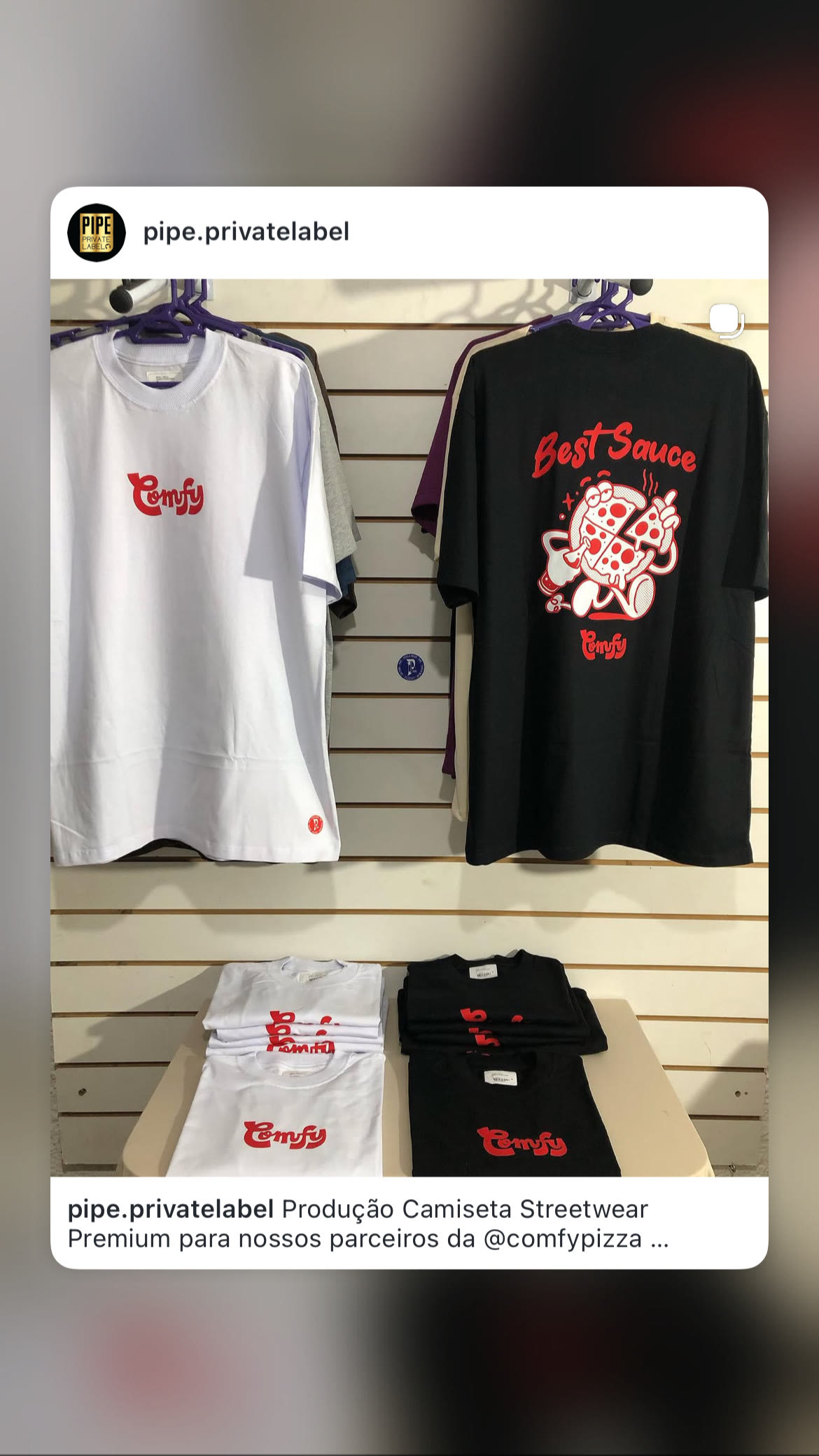 Coleção streetwear Comfy Pizza produzida pela PIPE